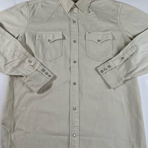 Denim And Supply Polo Ralph Lauren Western Stone Colored Jean Button Up NWT - Picture 3 of 7